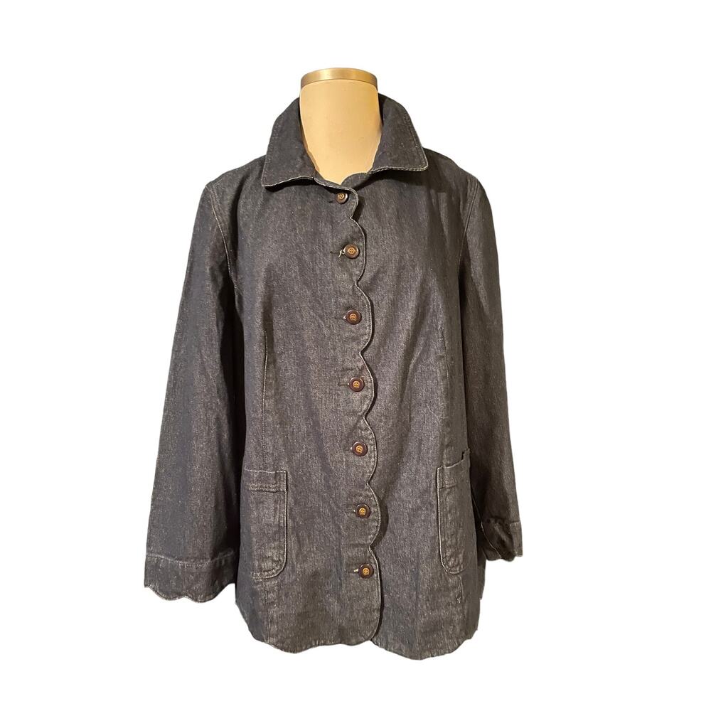 Romans Denim Jacket‎ – Size 24W – Button Front Scalloped Hem